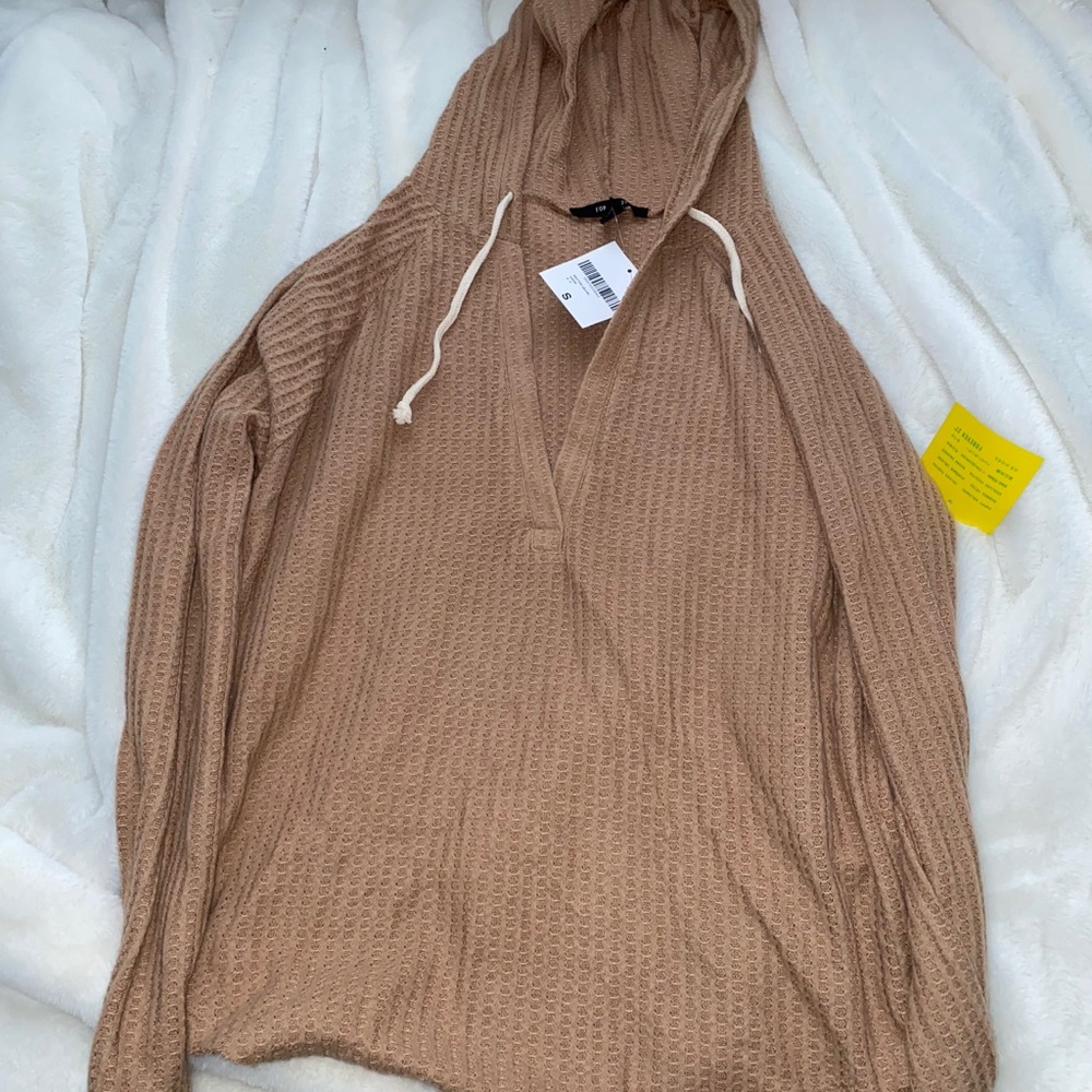 Tan waffle knit hoodie